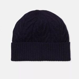 Vince Designer 100% Cashmere Cable Knit Navy Blue Baby Beanie O/S